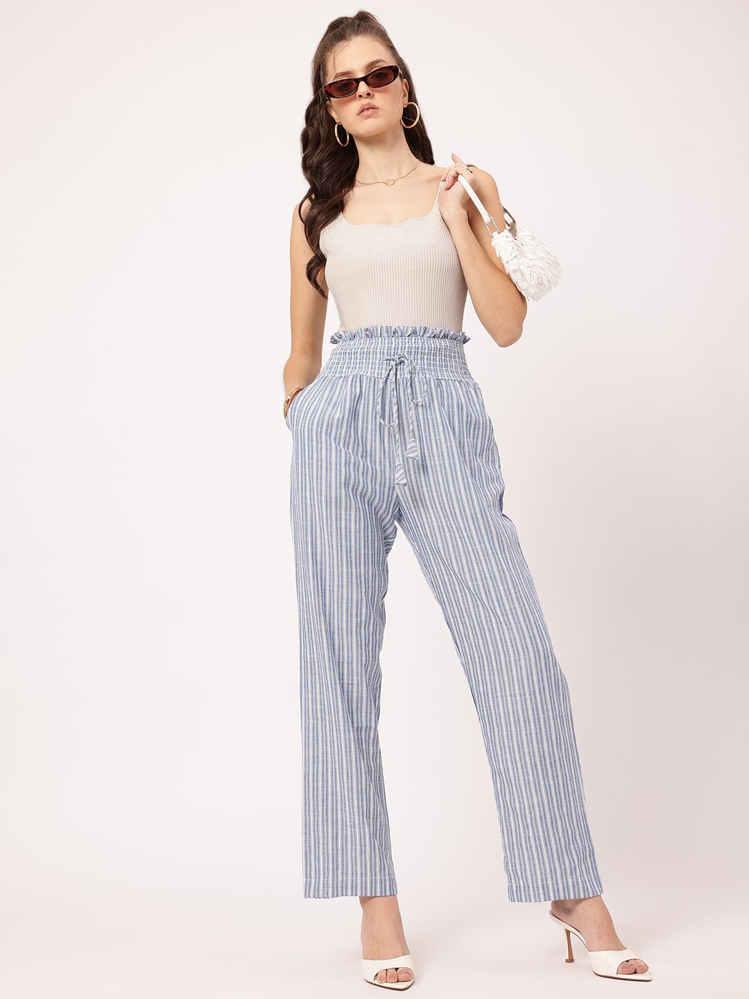 DressBerry Women Laid-Back Luxe Striped Trousers