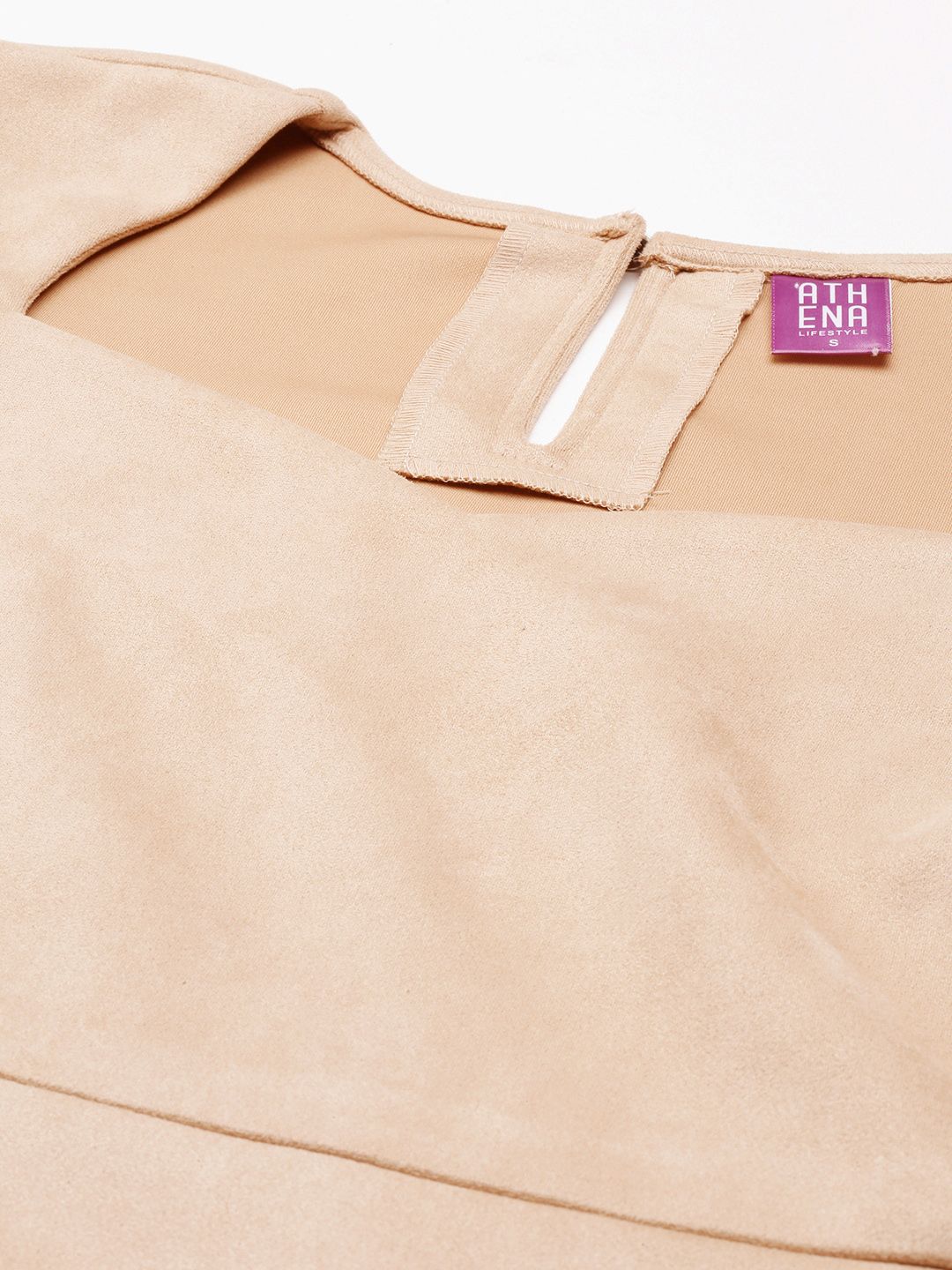 Athena Cream-Coloured Solid Above Knee Sheath Dress