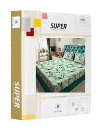 Moda Rapido X KLOTTHE Green & Pink Floral 300 TC King Bedsheet with 2 Pillow Covers