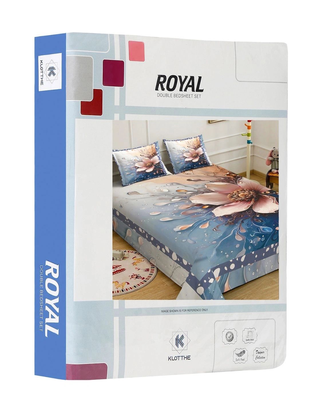 Moda Rapido X KLOTTHE Blue Floral 400 TC King Bedsheet with 2 Pillow Covers