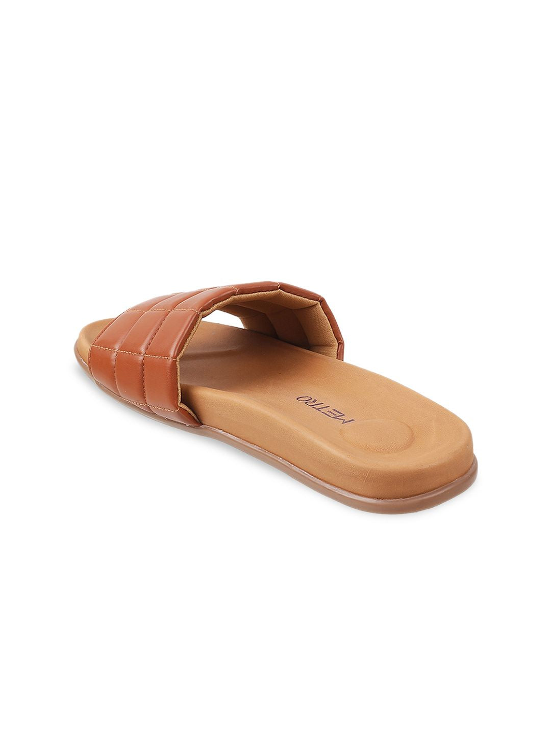Metro Women Tan Open Toe Flats