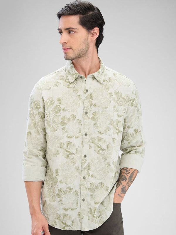 SPYKAR Men Slim Fit Floral Opaque Printed Casual Full Sleeve Shirt