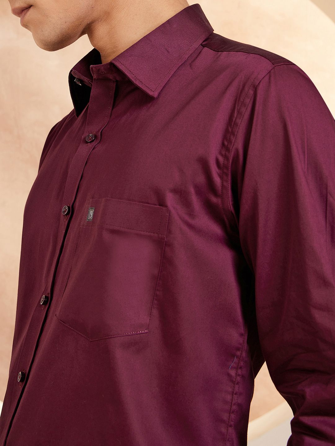 DENNISON Smart Solid Opaque Pure Cotton Satin Shirt