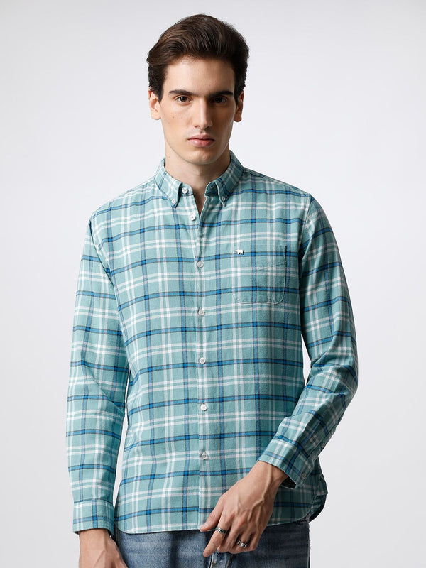 THE BEAR HOUSE Men Slim Fit Tartan Checked Casual Shirt
