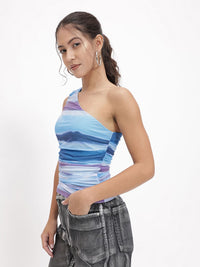 DressBerry Abstract Madness Shoulder Show Ruched Top