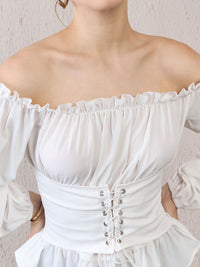 Berrylush Off-Shoulder Tie Ups Detail Bardot Top