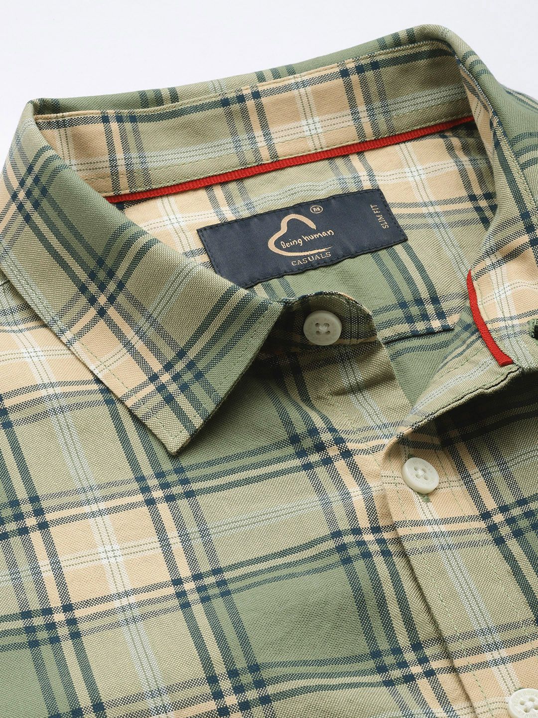 Being Human Slim Fit Checked Pure Cotton Casual Shirt