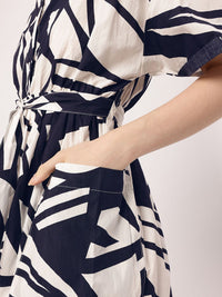 DressBerry Pockets A-Line Mini Dress With Fabric Belt