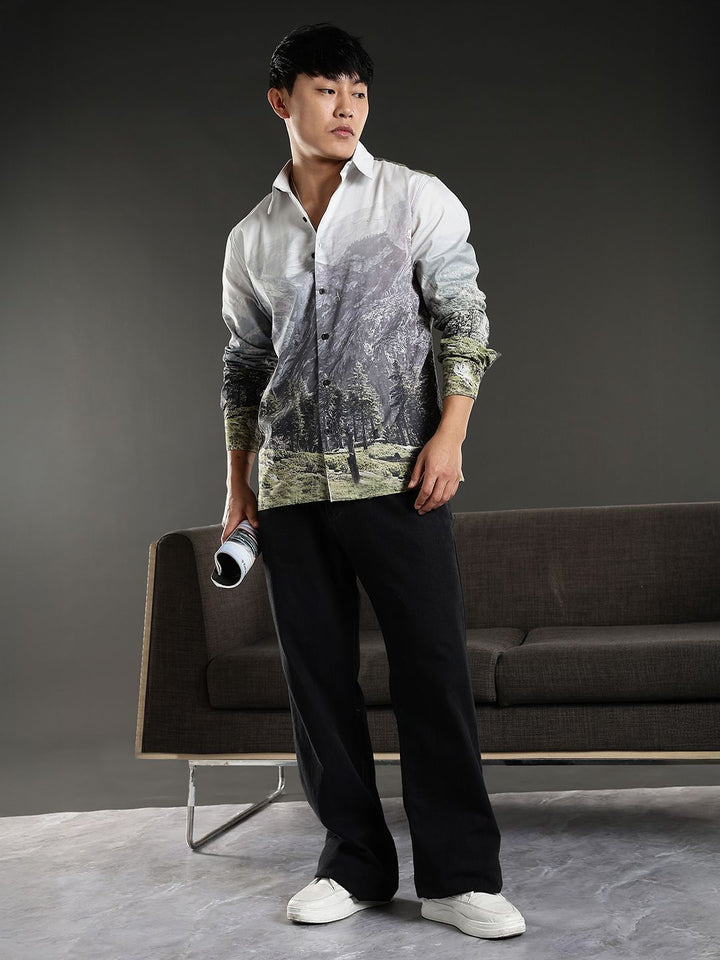 Eszett Abstract Printed Spread Collar Pure Cotton Casual Shirt