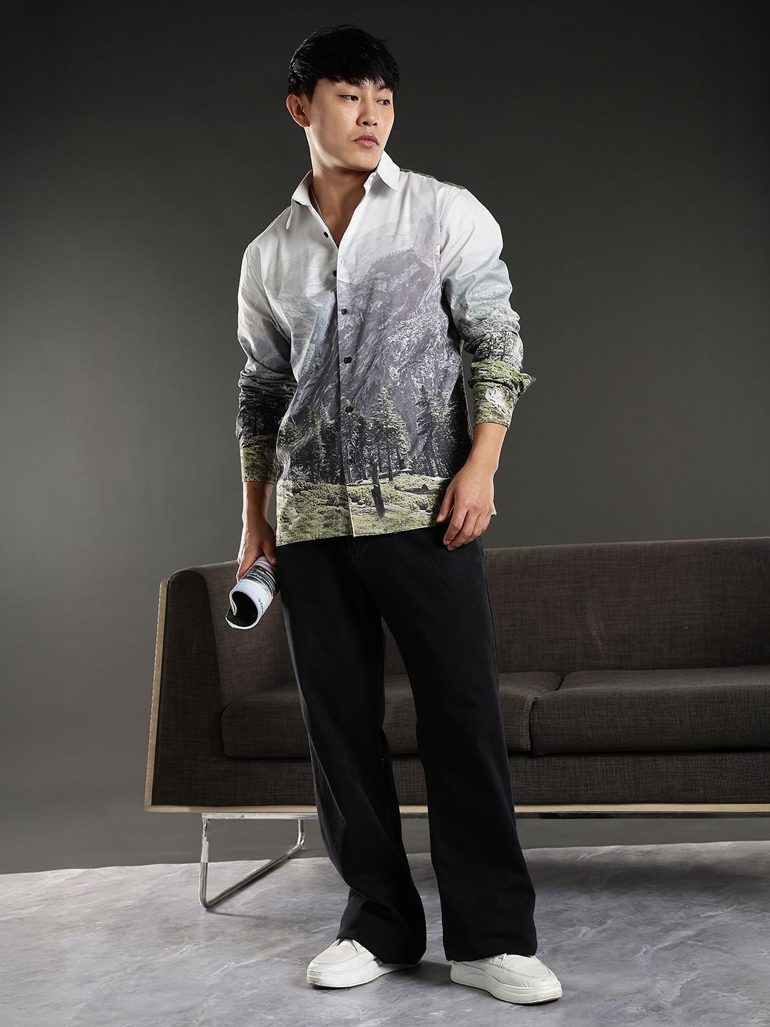 Eszett Abstract Printed Spread Collar Pure Cotton Casual Shirt