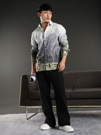 Eszett Abstract Printed Spread Collar Pure Cotton Casual Shirt