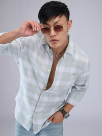 VASTRADO Men Classic Cutaway Collar Tartan Checked Cotton Slim Fit Casual Shirt