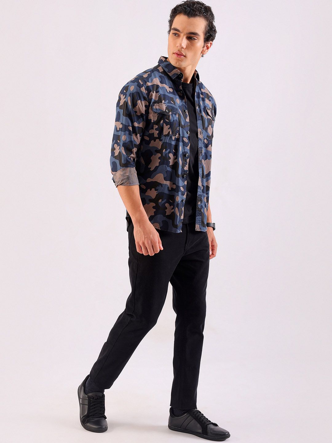 The Indian Garage Co Men Teal & Beige Printed Casual Shirt