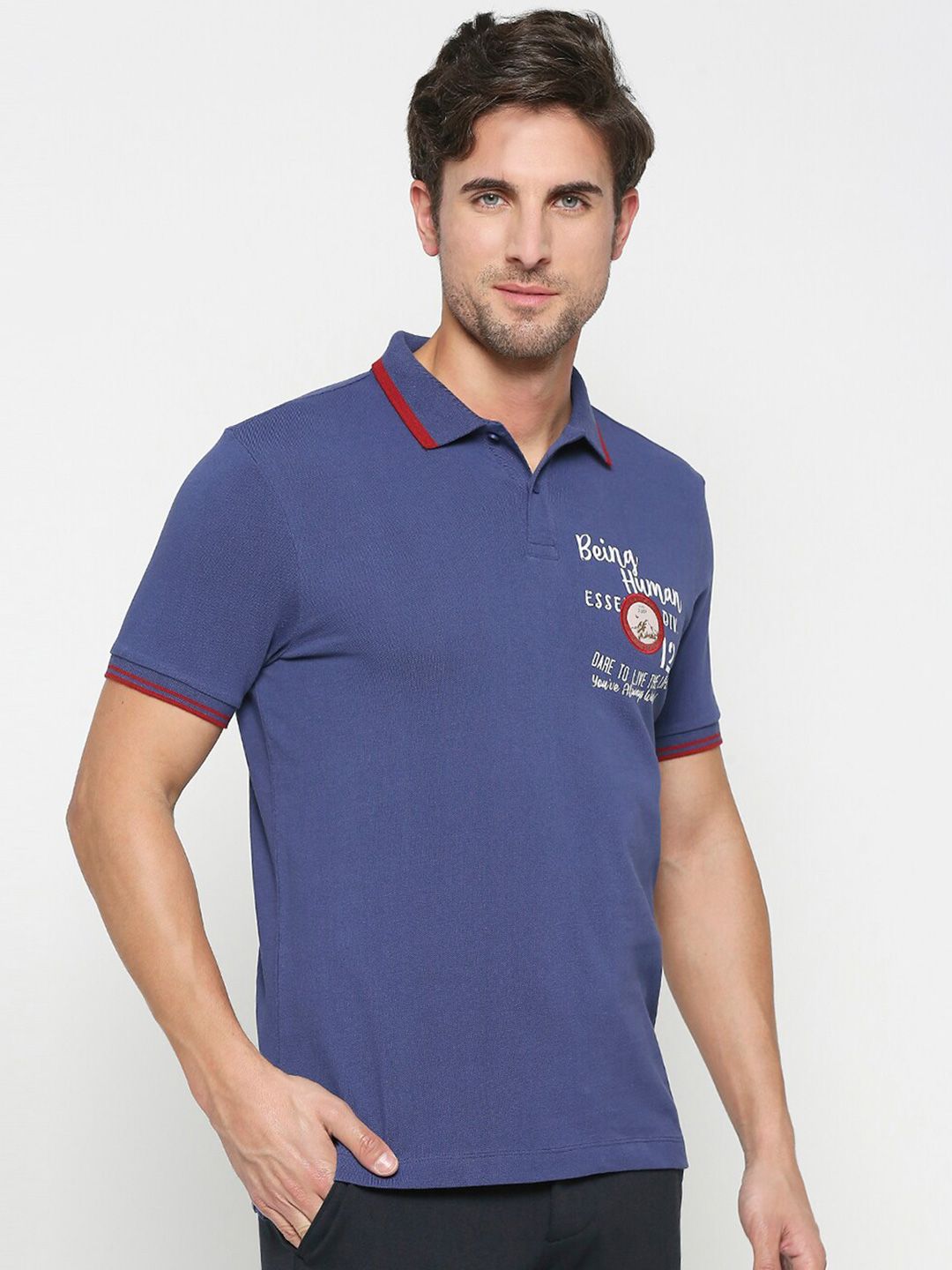 Being Human Typography Printed Polo Collar T-shirt