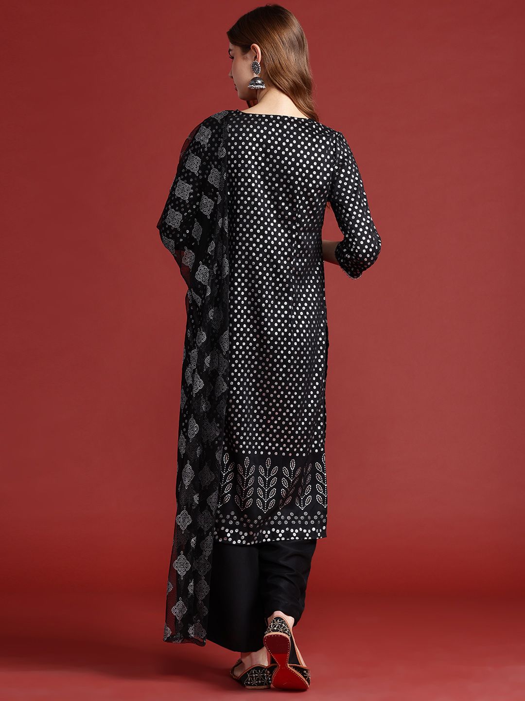 Anouk Floral Print Gotta Patti Kurta with Palazzos & Dupatta