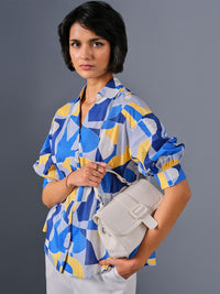 AND Geometric Print Extended Sleeves Cotton Shirt Style Top