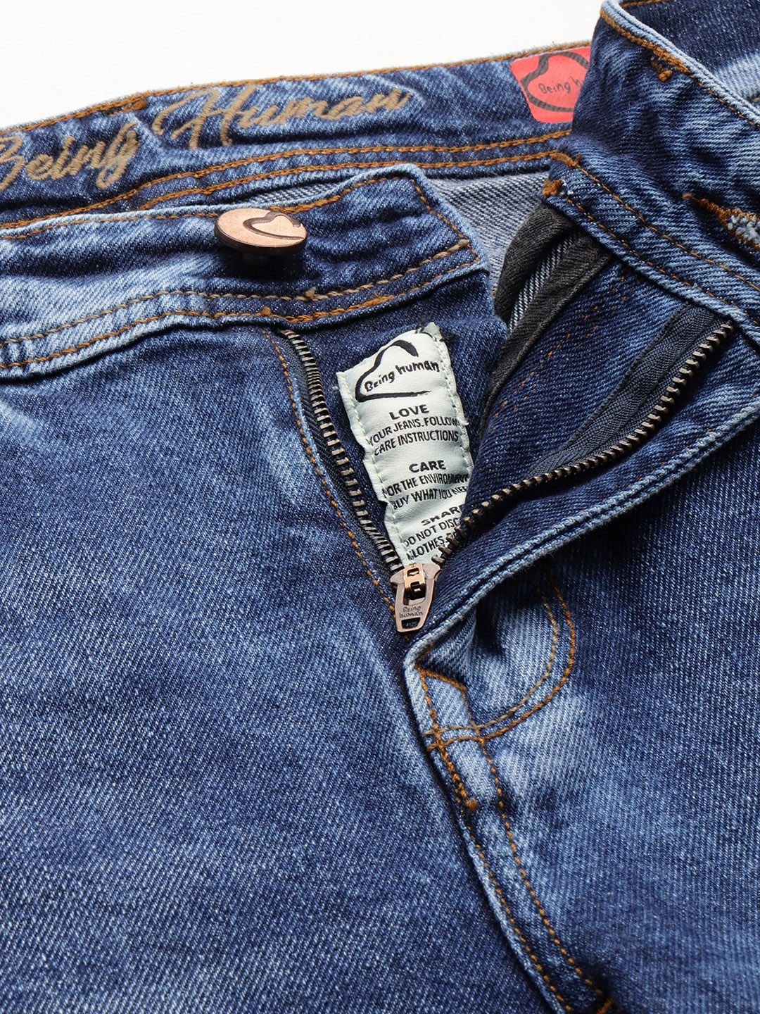 Being Human Men Krypton Straight Fit Low Distress Heavy Fade Stretchable Jeans