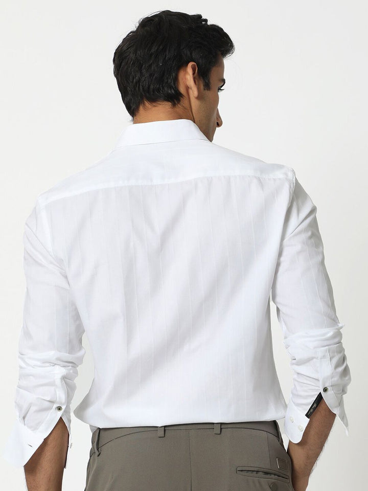 RARE RABBIT Men Gazan Slim Fit Striped Opaque Cotton Shirt
