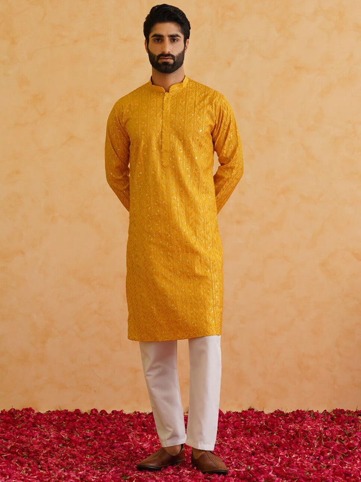 SOJANYA LUXE Ethnic Motifs Embroidered Mandarin Collar Sequined Straight Kurta