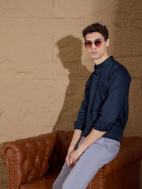 DENNISON Men Smart Mandarin Collar Solid Cotton Casual Shirt