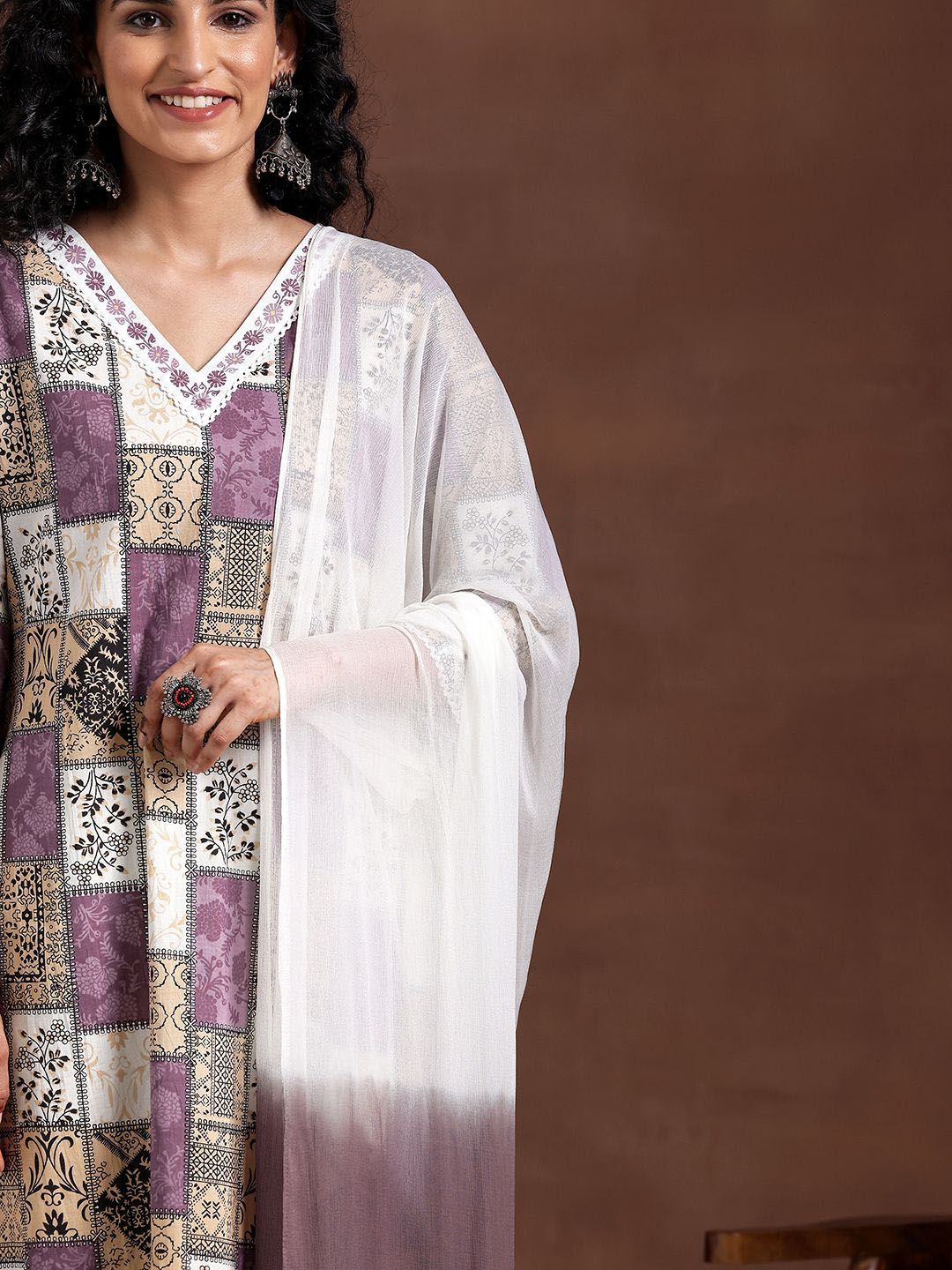 Libas Women Ethnic Motifs Printed Regular Thread Work Pure Cotton Kurta with Trousers