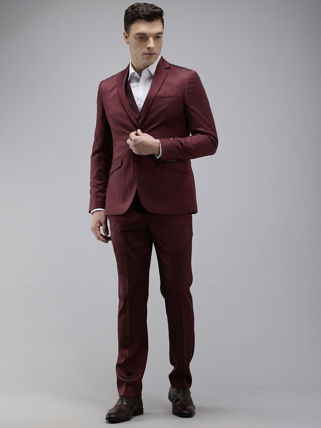 Park Avenue Single Breasted Slim Fit 3-Piece Party Wear Suit