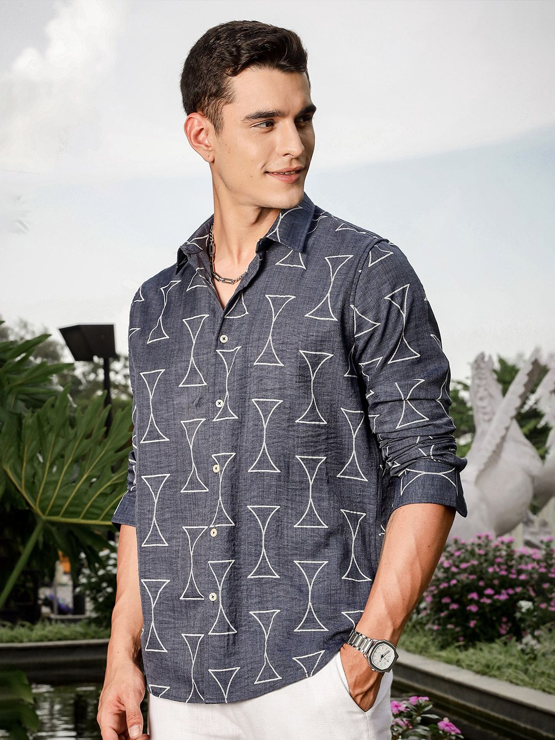 Thomas Scott Men Smart Slim Fit Opaque Printed Casual Shirt