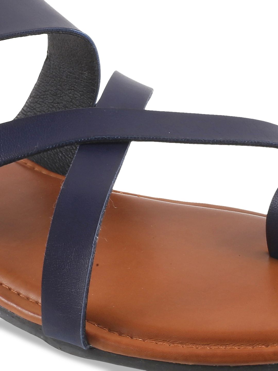 Mochi Women Blue Solid One Toe Flats