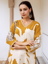 Indo Era Floral Printed V-Neck A-Line Kurta With Salwar