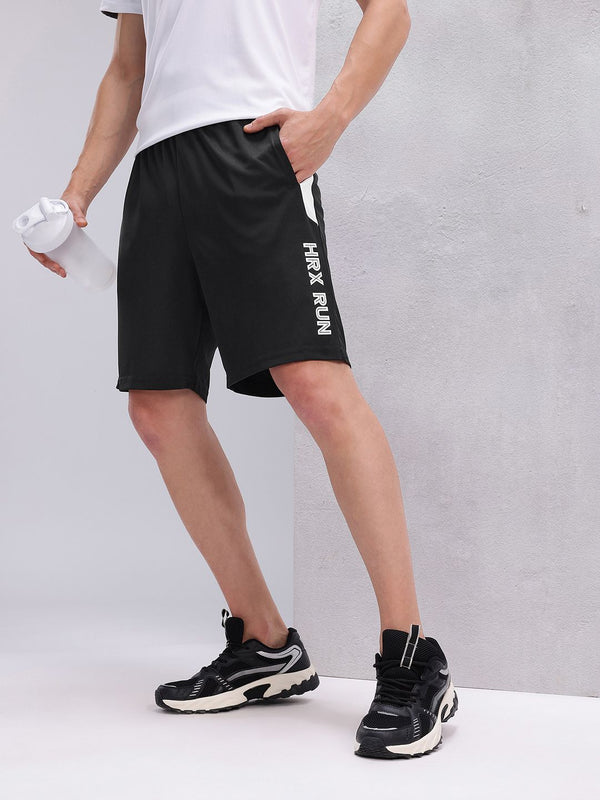 HRX by Hrithik Roshan Men Monochrome Typography Rapid-Dry Running Shorts