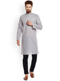 SOJANYA Men Grey Solid Straight Kurta