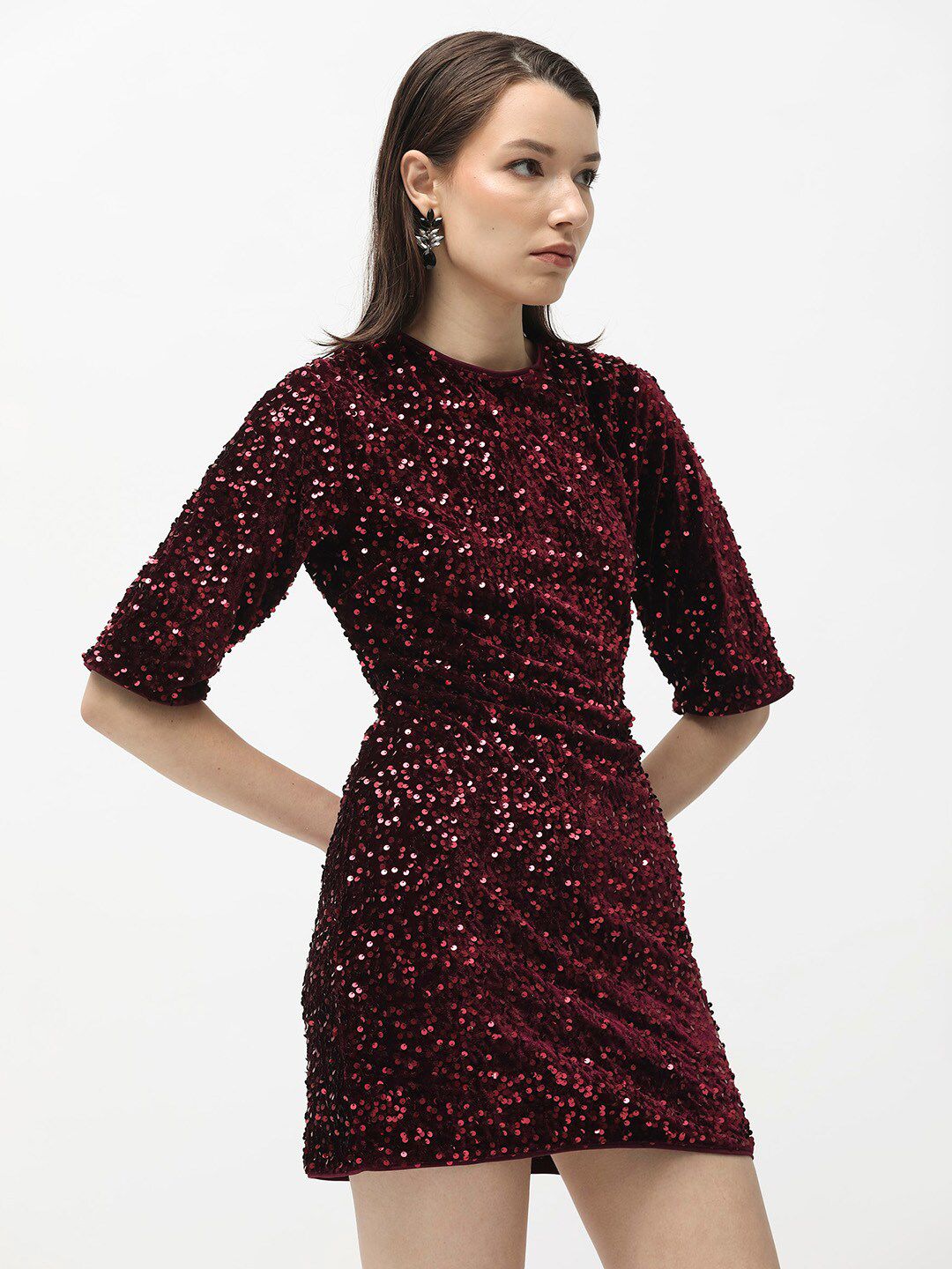 RAREISM Embellished Sequinned Sheath Mini Dress