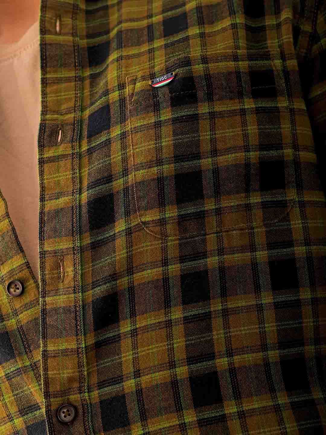 The Indian Garage Co. Spread Collar Slim Fit Tartan Checks Cotton Casual Shirt