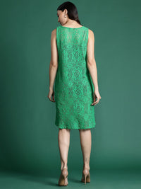 DressBerry Pure Cotton Self Designed Semi Sheer Sheath Dress