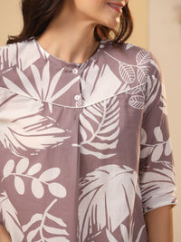 Sanskrutihomes ungu & putih bercetak saman malam kapas tulen