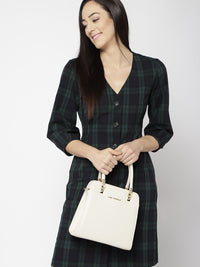 Lino Perros Off-White Solid Handheld Bag with Detachable Sling Strap