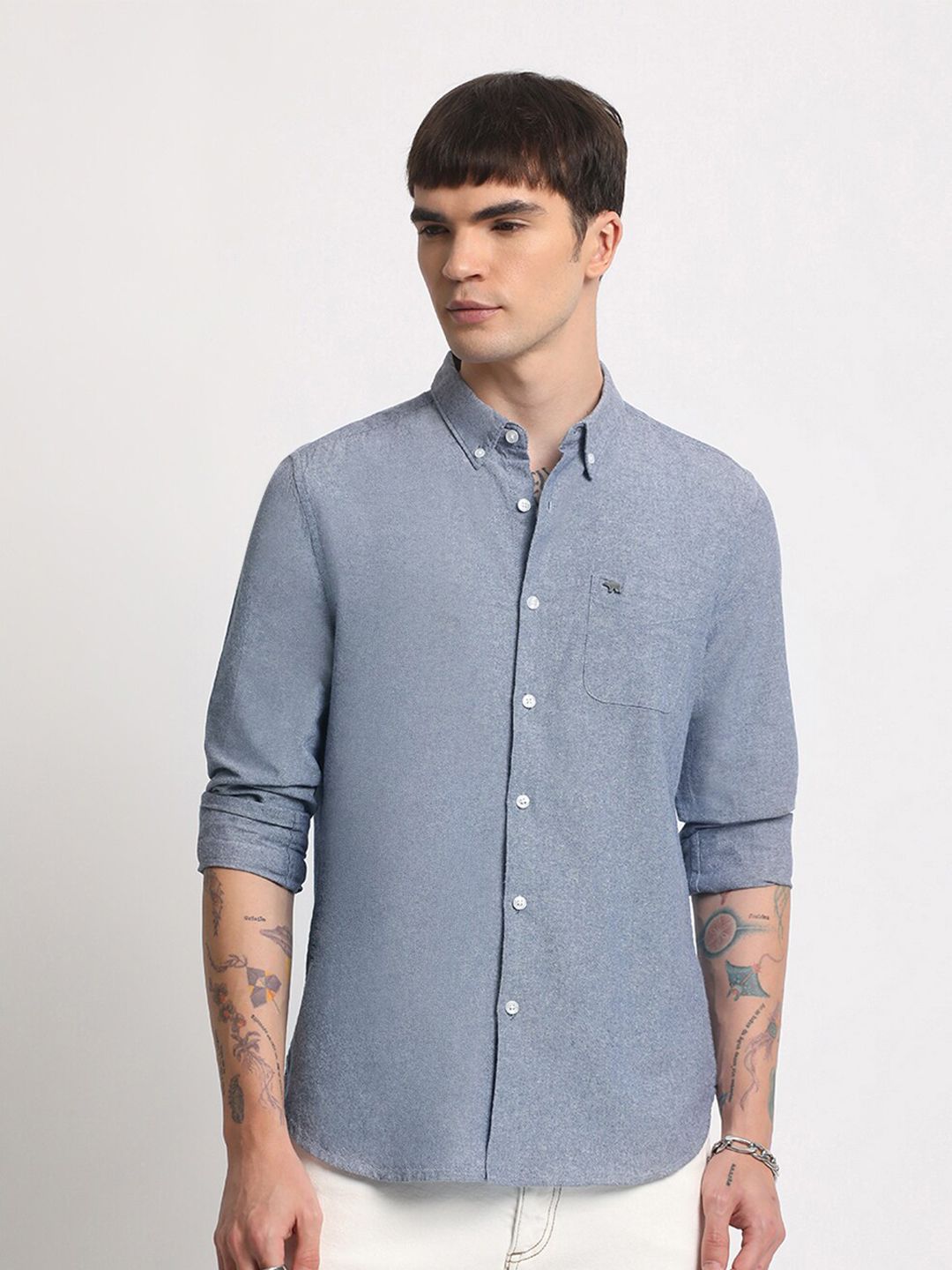 THE BEAR HOUSE Slim Fit Cotton Casual Shirt