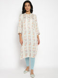 W Women White Geometric Printed Kurta