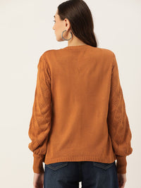 DressBerry Open-Knit Detailed Acrylic Cardigan