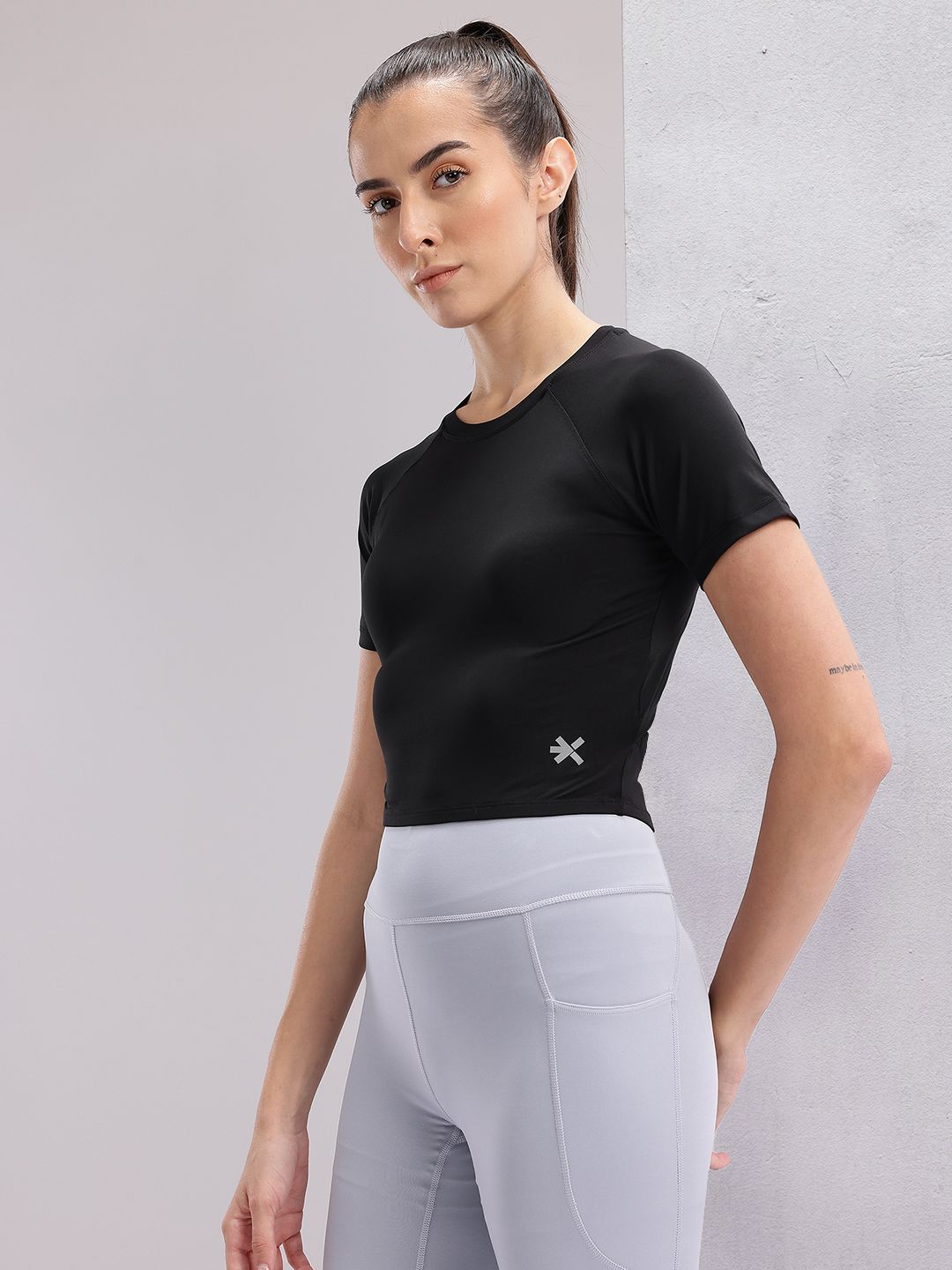 HRX by Hrithik Roshan Women Cut Outs Slim Fit Crop Training T-shirt