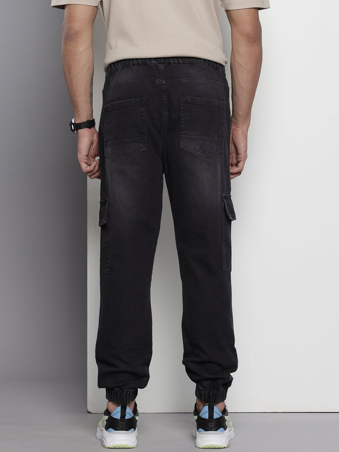 The Indian Garage Co Men Light Fade Stretchable Cargo Style Joggers