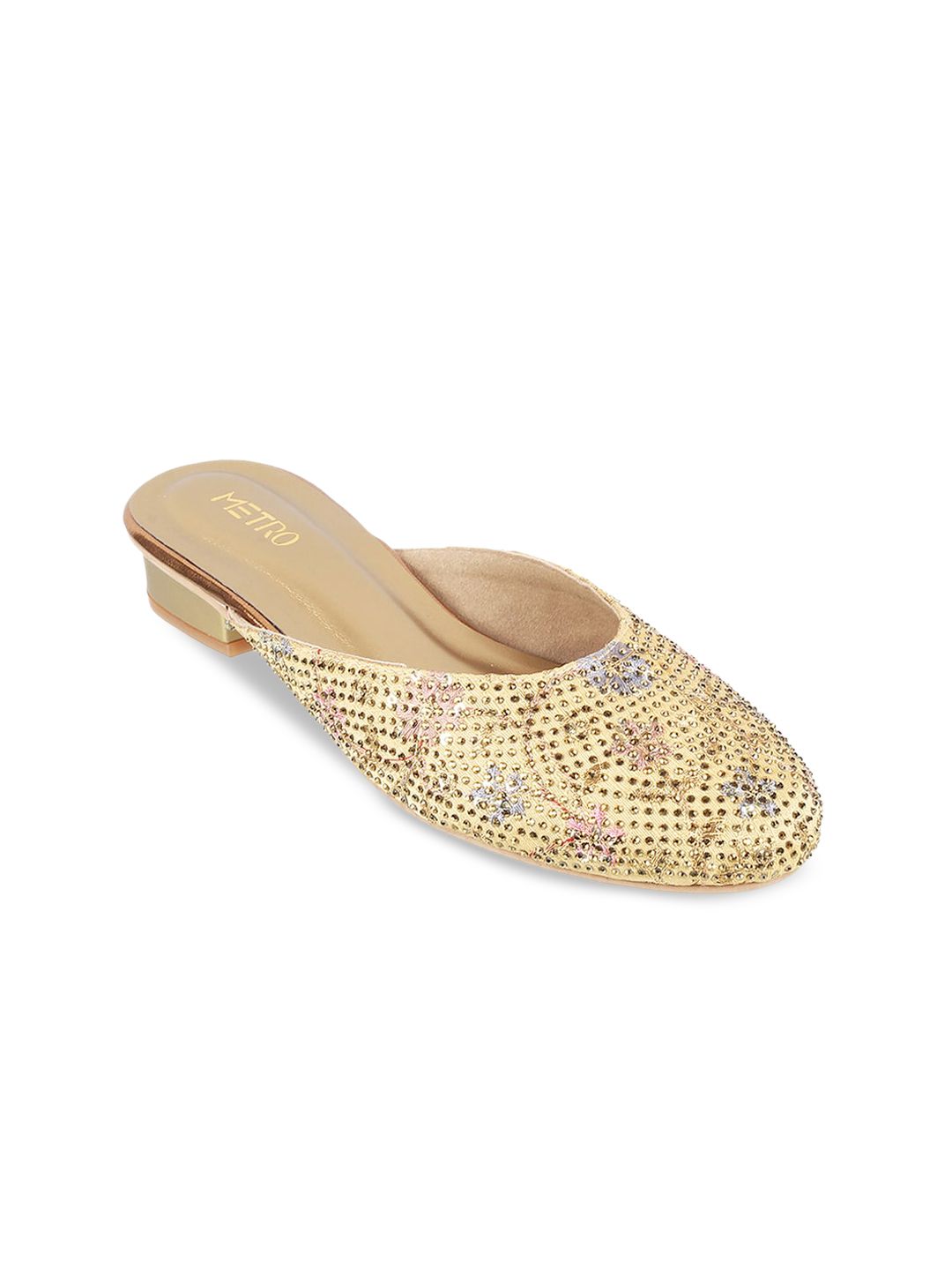 Metro Embellished Round Toe Block Heels