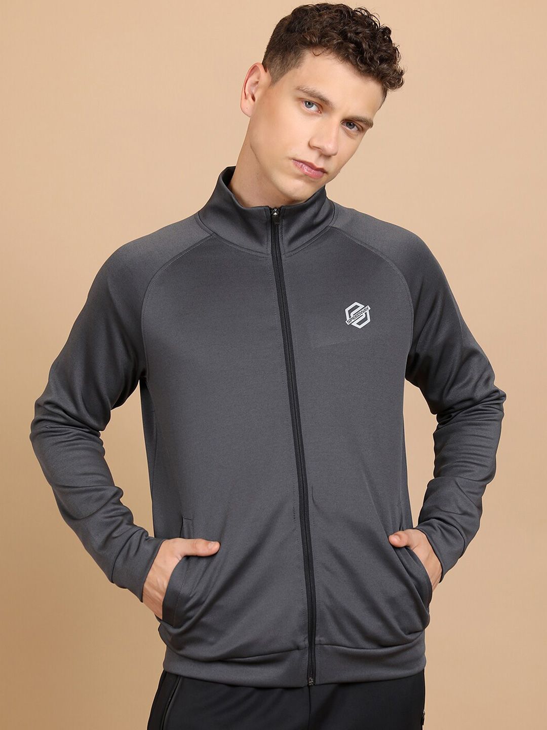 HIGHLANDER Mock Collar Front-Open Sweatshirt