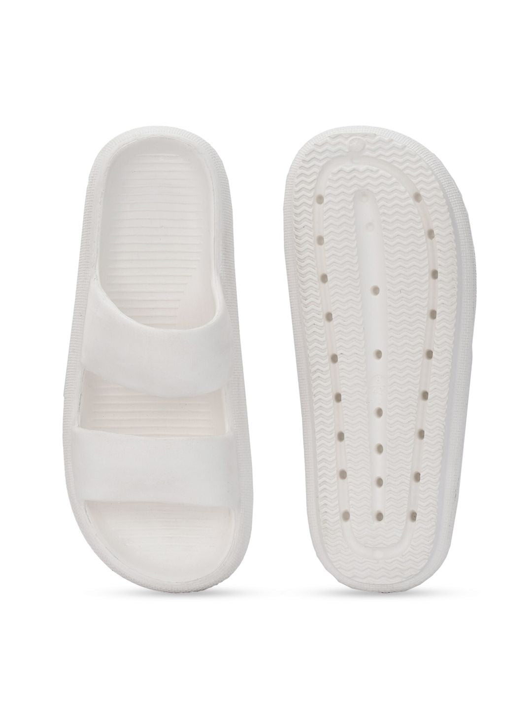 HRX by Hrithik Roshan Men White Rubber Sliders