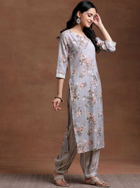 Libas Floral Printed Regular Gotta Patti Kurta with Salwar & With Dupatta