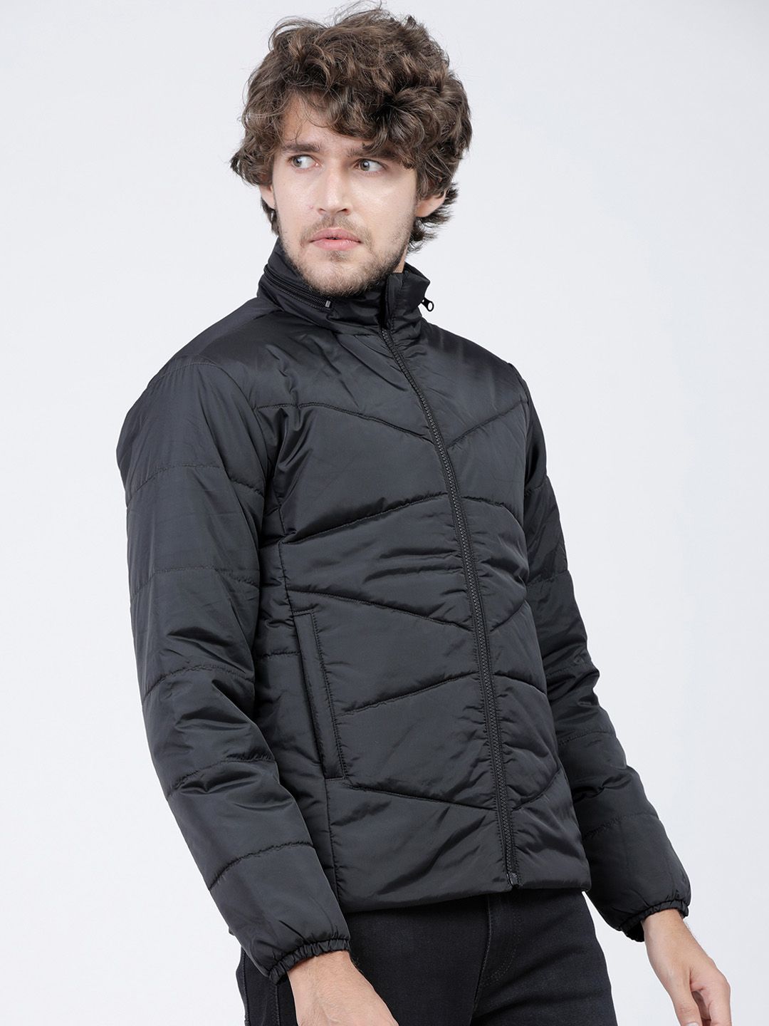 HIGHLANDER Men Black Hooded Padded Jacket
