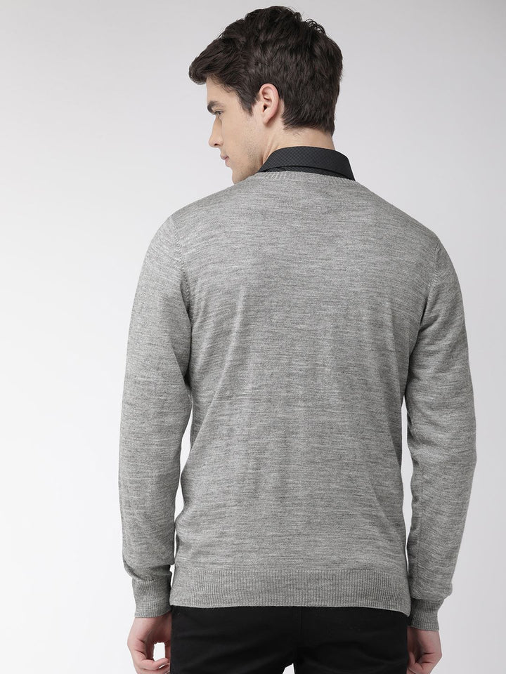 Raymond Men Grey Solid Sweater