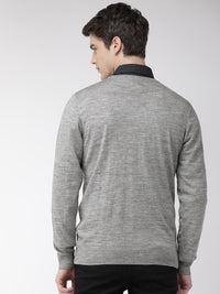 Raymond Men Grey Solid Sweater