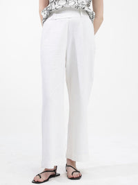 RAREISM Women Tailored Loose Fit High-Rise Linen Trouser