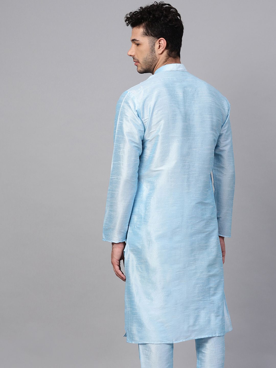 SOJANYA Men Teal Solid Straight Kurta